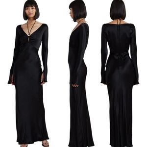 BEC + BRIDGE "Malyka" Bell Sleeved Satin Midi Dress - Size 4